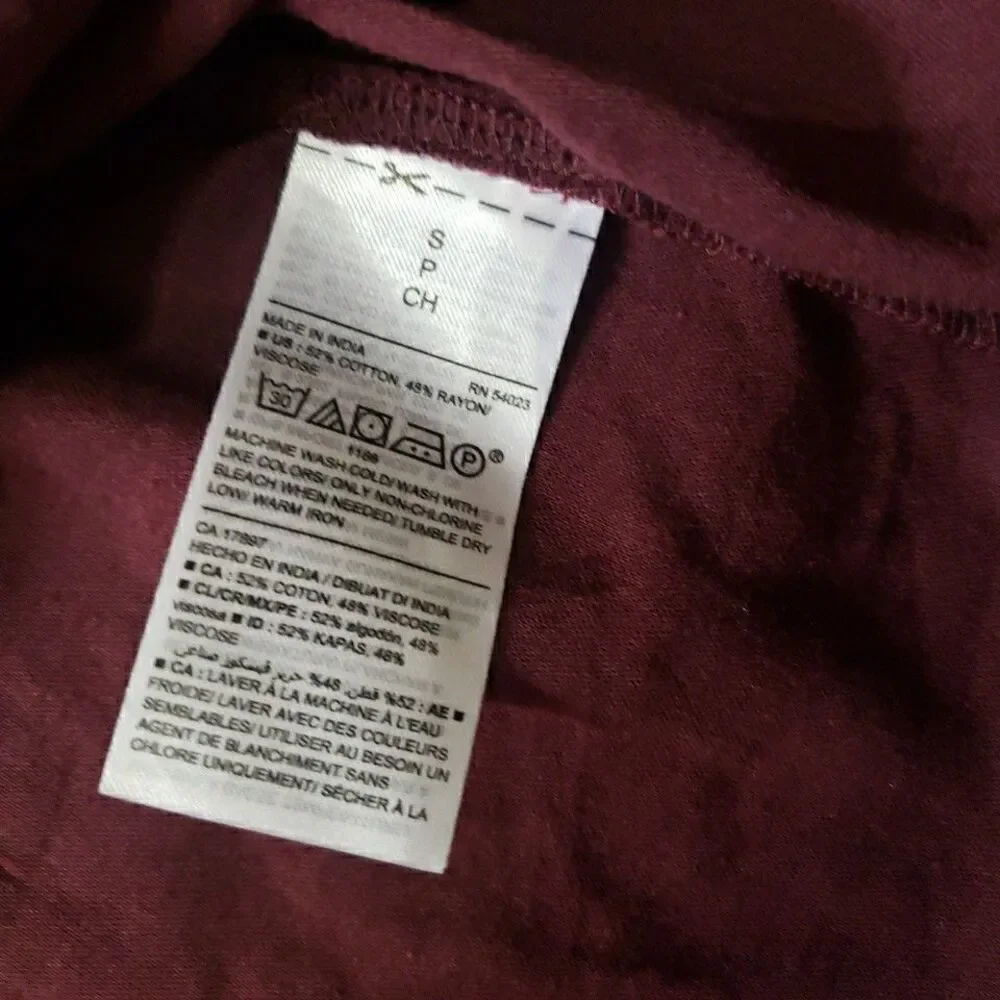 NWT Old Navy Peasant Blouse Red Maroon V-Neck Long Sleeves Women's S - Picture 6 of 9